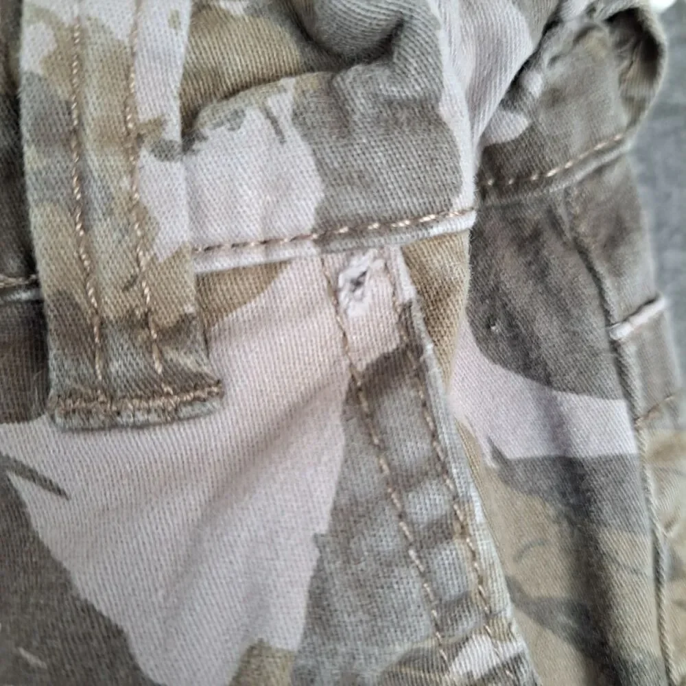 True Religion Boys Camo Cargo Pants in Tan and White with Orange Patch
